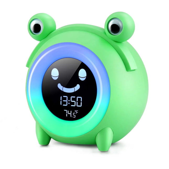 Børnevækkeur og søvntræner som en frø
