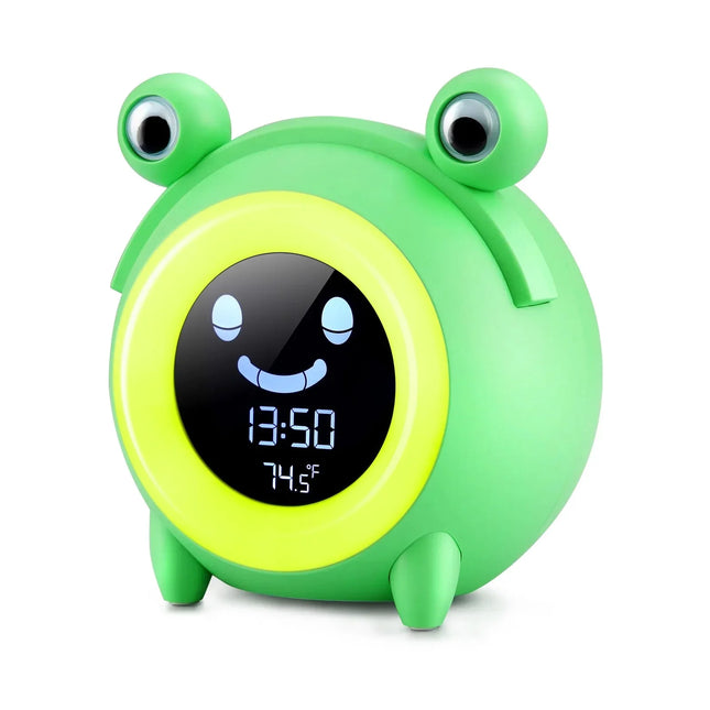 Børnevækkeur og søvntræner som en frø