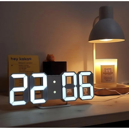 3D LED digitalt vækkeur til vægmontering