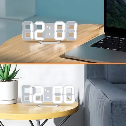 3D LED digitalt vækkeur til vægmontering