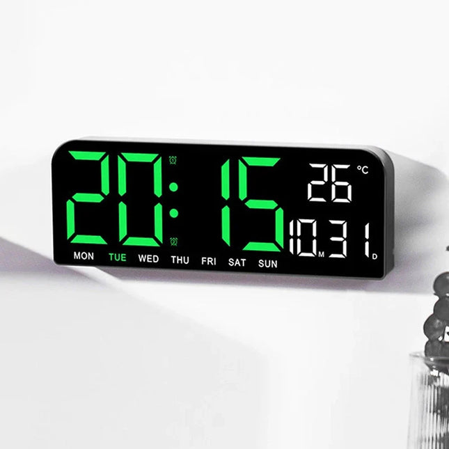 LED vækkeur med digitalt termometer