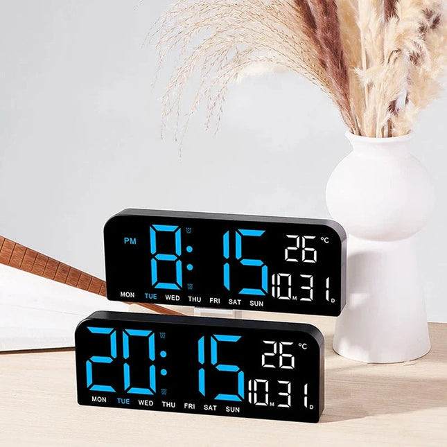 LED vækkeur med digitalt termometer