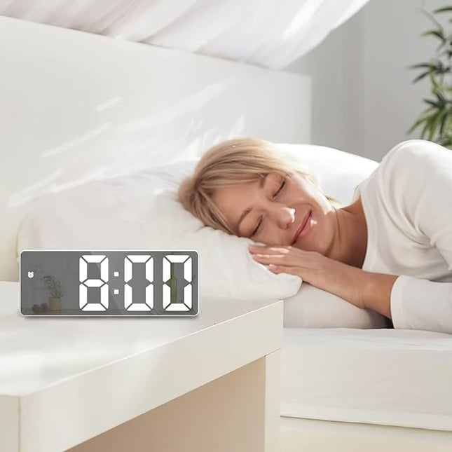 Trådløst LED vækkeur med spejl display