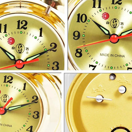 Traditionelt mekanisk vækkeur i guld look