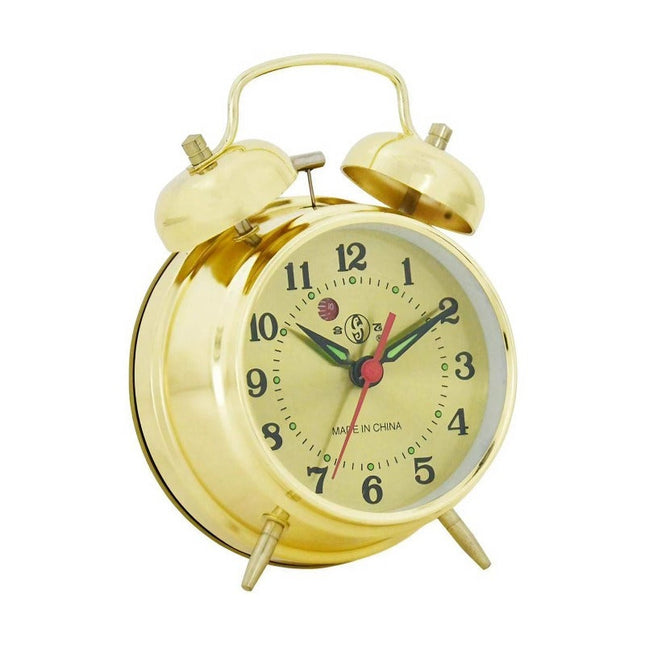 Traditionelt mekanisk vækkeur i guld look