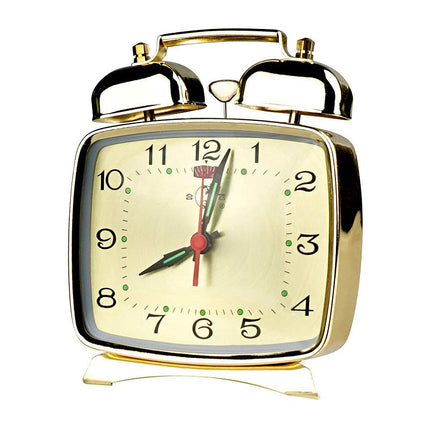 Lille firkantet mekanisk vækkeur i guld