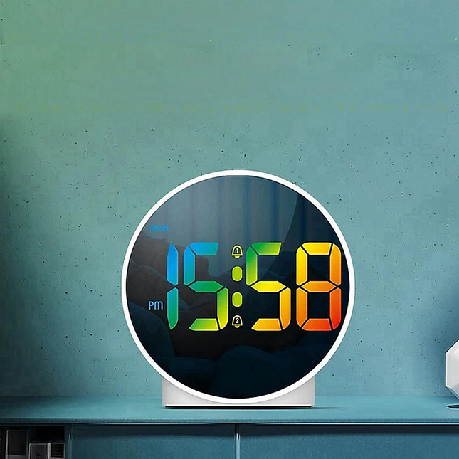 Rundt batteridrevet digitalt vækkeur