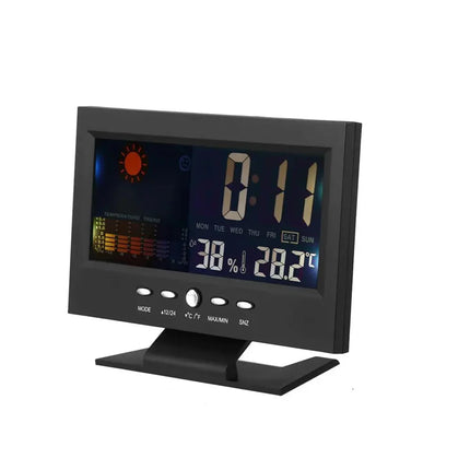 Digitalt vækkeur med kalender og termometer