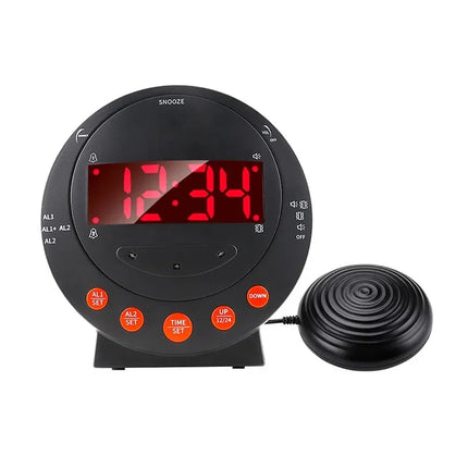 Sort vækkeur med sengevibrator