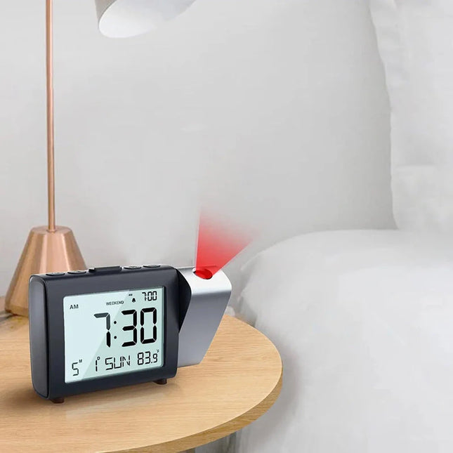 Batteridrevet vækkeur med projektor