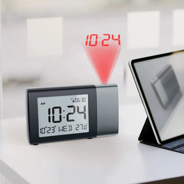 Batteridrevet vækkeur med projektor