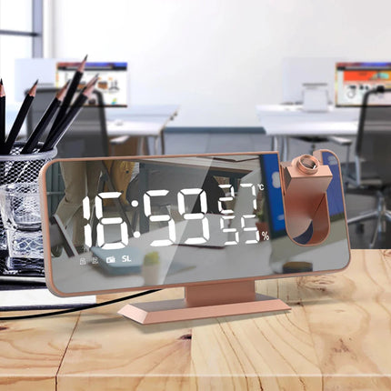 Digitalt spejl vækkeur i rosaguld