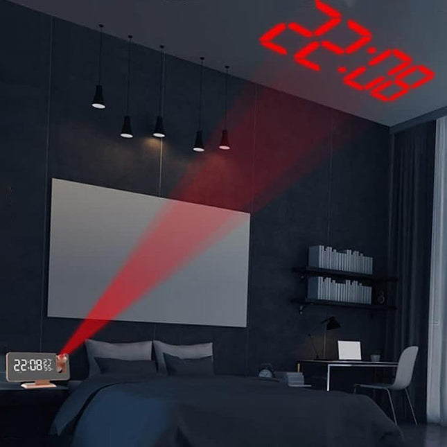 Digitalt spejl vækkeur i rosaguld