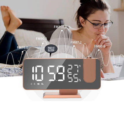 Digitalt spejl vækkeur i rosaguld