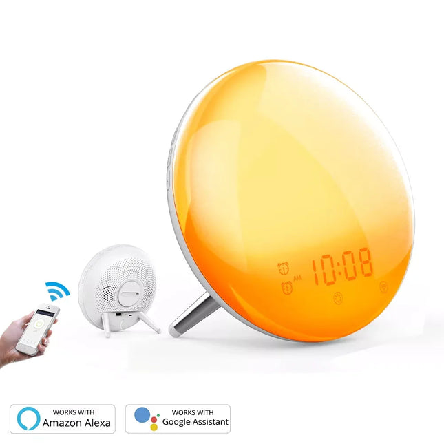 Wake-up light vækkeur med USB-opladerport