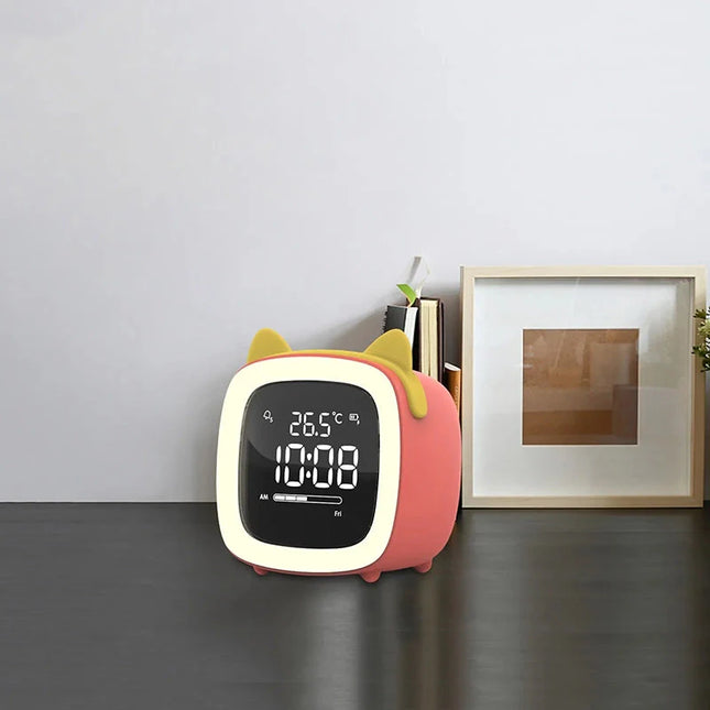 Sød kat vækkeur med natlampe