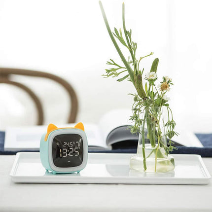 Sød kat vækkeur med natlampe