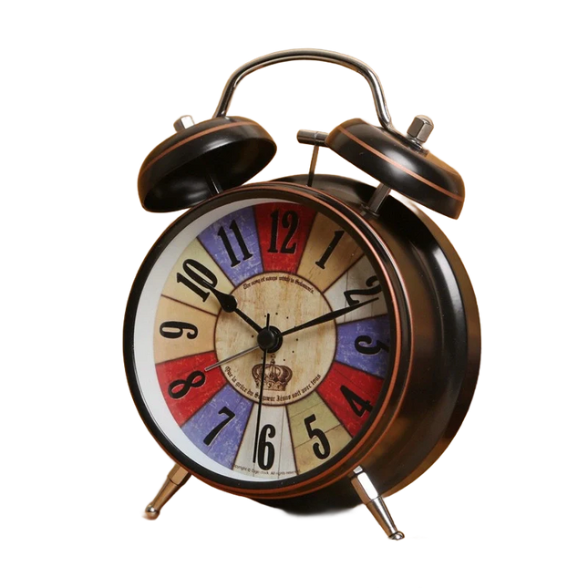 Retro dobbeltklokke vækkeur i sort metal