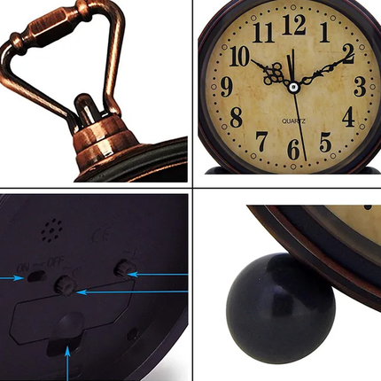 Antik look vintage vækkeur med håndtag