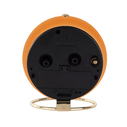 Orange vintage vækkeur på guld stander