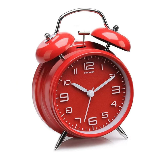 Rødt vintage vækkeur med dobbeltklokke