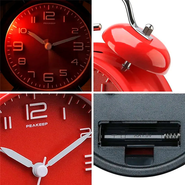 Rødt vintage vækkeur med dobbeltklokke